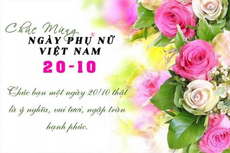 Thiệp chúc mừng 20/10- Ngày Phụ nữ Việt Nam đẹp với hoa hồng
