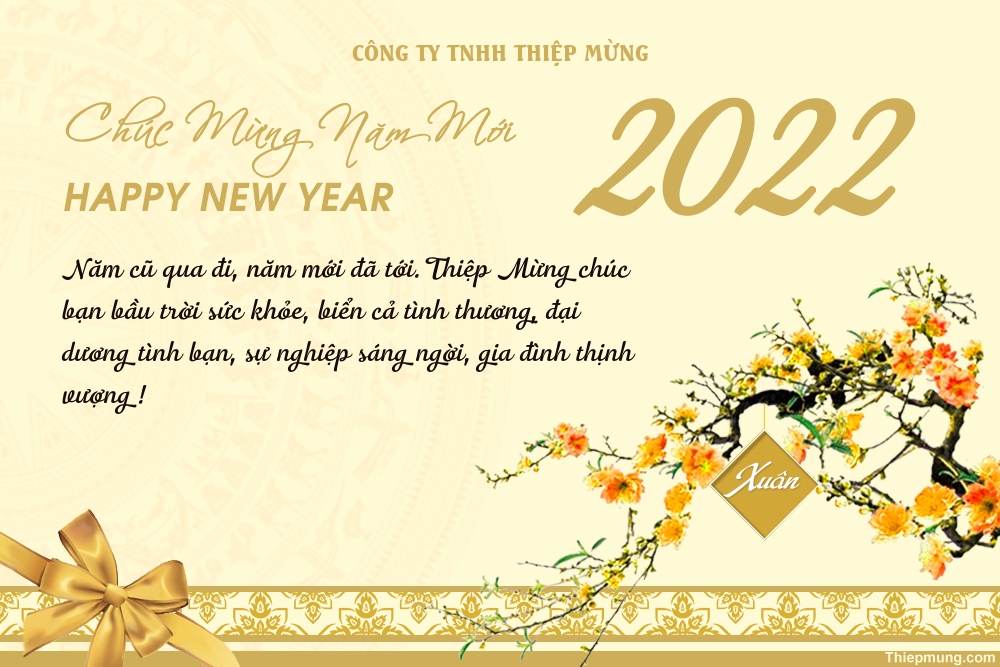 Mẫu thiệp chúc mừng năm mới 2023 nền vàng sang trọng