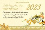 Mẫu thiệp chúc mừng năm mới 2023 nền vàng sang trọng