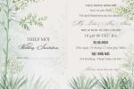 Tạo thiệp mời đám cưới trang nhã với cây lá xanh màu nước