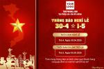 Tạo thông báo nghỉ lễ Giải phóng Miền Nam 30/4 và Quốc tế Lao Động 1/5 online