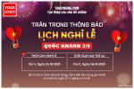 Mẫu thông báo nghỉ lễ Quốc Khánh 2/9 với pháo hoa