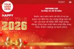 Mẫu thiệp chúc mừng năm mới 2026 lấp lánh với ruy băng