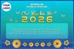 Mẫu thiệp chúc Tết chúc mừng năm mới 2026 cho công ty nền xanh