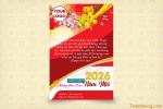 Mẫu thiệp chúc Tết năm mới 2026 hoa đào, hoa mai cho khách hàng