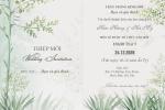 Tạo thiệp mời đám cưới trang nhã với cây lá xanh màu nước