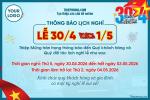 Mẫu thông báo về việc nghỉ lễ 30/4 và 1/5 năm 2026