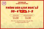 Thông báo nghỉ lễ Giải phóng Miền Nam 30/4 và Quốc tế Lao Động 1/5