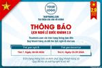 Mẫu thông báo lịch nghỉ lễ Quốc Khánh 2/9 cho các tổ chức và trường học