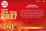 Mẫu thiệp chúc mừng năm mới 2027 lấp lánh với ruy băng