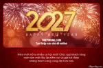 Thiệp chúc mừng năm mới - Happy New Year 2027 nền đỏ và pháo hoa