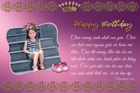 Tạo thiệp, khung ảnh sinh nhật cho bé gái cực dễ thương