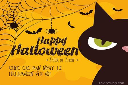 Tạo thiệp mèo đen Halloween