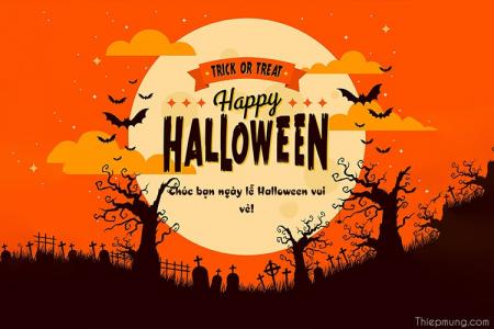 Tạo thiệp trăng tròn Halloween