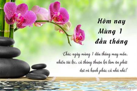Thiệp hoa lan chúc mùng 1 tháng mới vui vẻ, may mắn