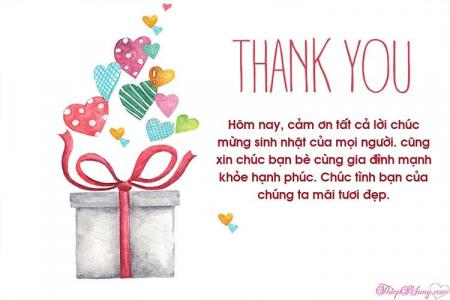 Thiệp cảm ơn về món quà sinh nhật ý nghĩa