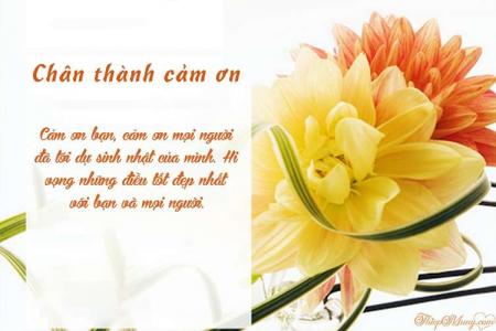 Mẫu thiệp cảm ơn sau sinh nhật với hoa tinh tế, ý nghĩa cho bạn