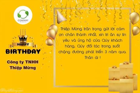 Làm thiệp kỷ niệm sinh nhật công ty màu vàng