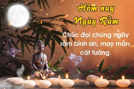 Viết và tạo thiệp ngày Rằm 15 âm lịch đầu tháng may mắn