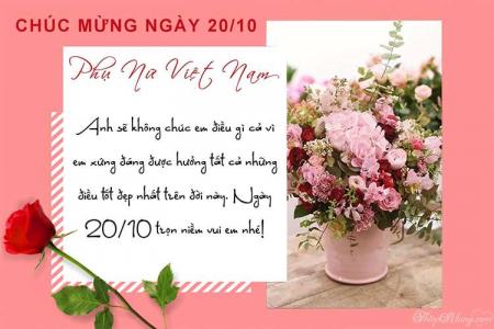 Thiệp chúc mừng ngày Phụ Nữ Việt Nam 20/10 đẹp