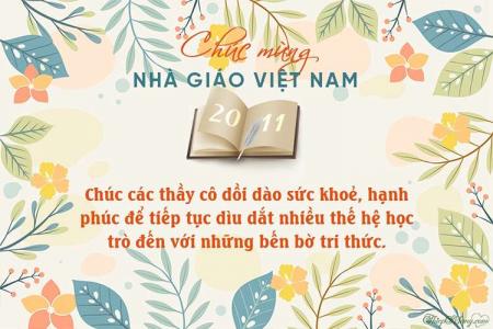 Thiệp chúc mừng 20/11 - Ngày nhà giáo Việt Nam họa tiết hoa đẹp