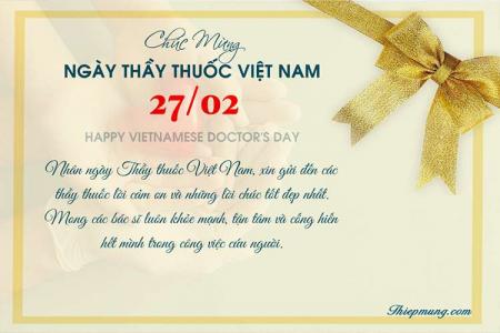 Mẫu thiệp vàng chúc mừng Ngày Thầy thuốc Việt Nam 27/02