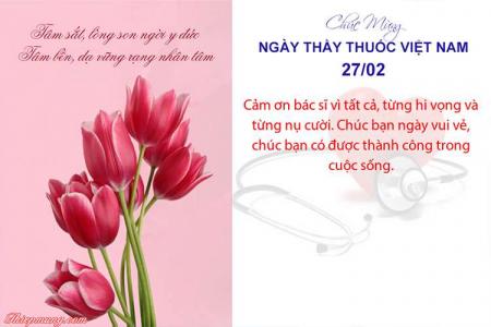 Viết lời chúc lên thiệp hoa ngày Thầy thuốc Việt Nam 27/02