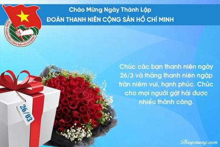 Mẫu thiệp chúc mừng 26/3 ngày thành lập Đoàn nền xanh ý nghĩa