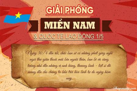 Thiệp ngày Giải phóng Miền Nam và Quốc tế lao động 30/4 1/5