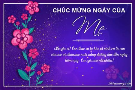 Viết lời chúc lên thiệp ngày của mẹ trên nền tím độc đáo