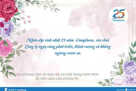 Viết lời chúc lên thiệp kỷ niệm ngày thành lập VNPT VinaPhone 26/6