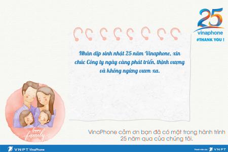 Thiệp chúc mừng 25 năm ngày thành lập VinaPhone (26/6/1996-26/6/2021)