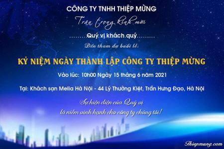 Tạo thiệp mời kỷ niệm thành lập công ty nền xanh sang trọng