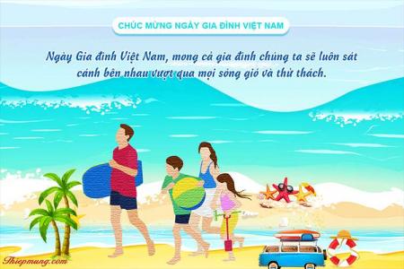Thiết kế thiệp mùa hè sôi động chúc mừng ngày gia đình Việt Nam 28/06