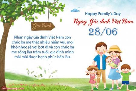 Thiệp chúc Ngày gia đình Việt Nam 28/06 ngộ nghĩnh