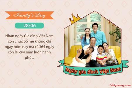 Thiệp chúc mừng ngày gia đình Việt Nam 28/06 với ảnh và lời chúc