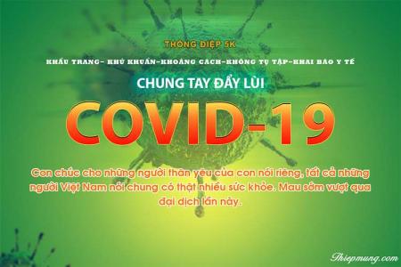 Mẫu thiệp chung tay đẩy lùi Covid-19 với thông điệp 5K