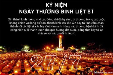 Kỷ niệm ngày thương binh liệt sỹ 27/7 với thiệp đẹp