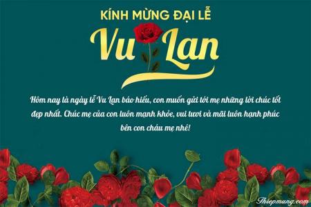 Thiệp chúc mừng cha mẹ nhân ngày Vu Lan Báo Hiếu với hoa hồng đỏ