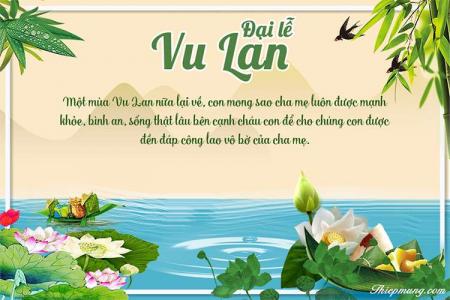 Viết lời chúc lên thiệp Vu Lan đẹp với hoa sen