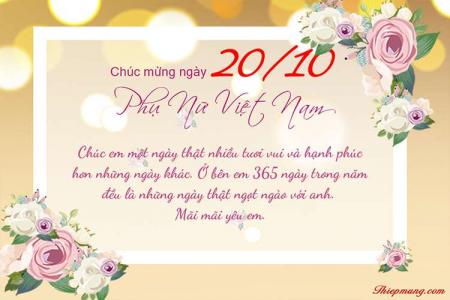 Tạo thiệp chúc mừng 20/10 Phụ nữ Việt Nam lấp lánh ý nghĩa