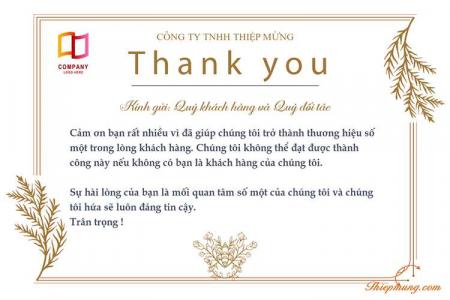 Thiết kế thiệp cảm ơn khách hàng đơn giản trang nhã