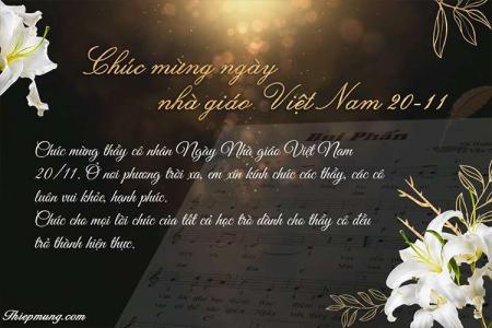 Mẫu thiệp chúc mừng 20/11 lấp lánh sang trọng cho thầy cô
