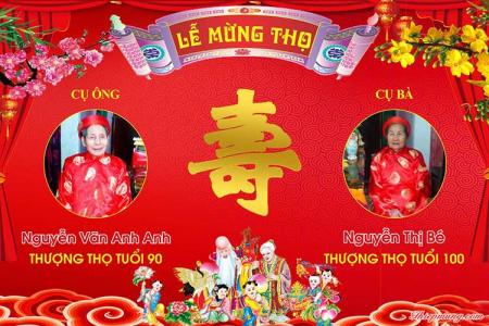 Tạo backdrop phông nền mừng thọ đẹp cho ông bà