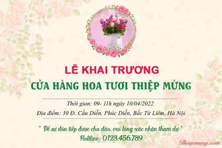 Tạo thiệp mời khai trương cửa hàng online với nền hoa đẹp