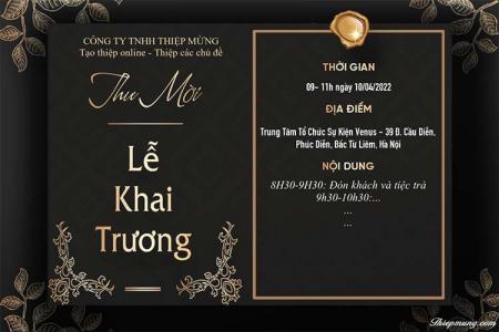 Thiệp, thư mời khai trương nền đen sang trọng