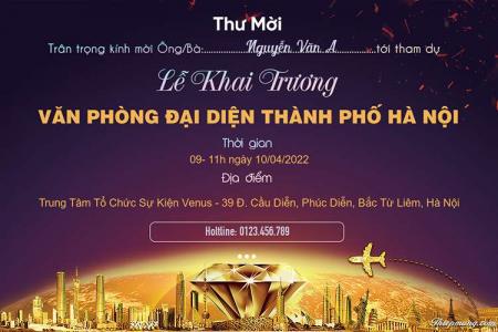 Tạo thiệp mời lễ khai trương công ty vàng sang trọng