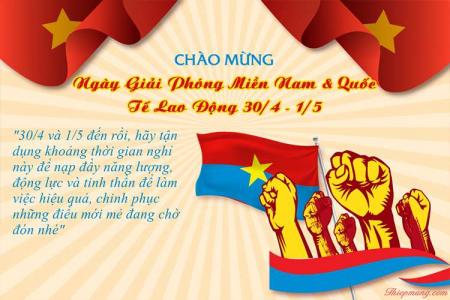 Hình ảnh thiệp chúc mừng 30/4 và 1/5 đẹp ý nghĩa nhất