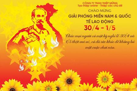 Mẫu thiệp chúc mừng kỳ nghỉ lễ 30/4, 1/5 đẹp cho công ty