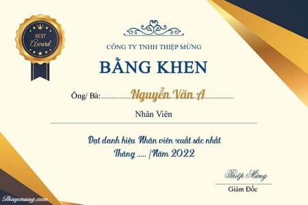 Tạo và tải mẫu bằng khen nhân viên xuất sắc đẹp sang trọng
